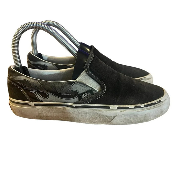 VANS Classic Slip-On Reflective Flame Black unisex Canvas Sneakers Men4/Women5.5 - Picture 2 of 9